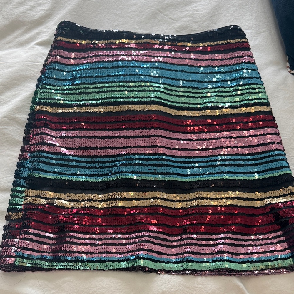 Anthropologie Multicolor Sequin Striped Skirt